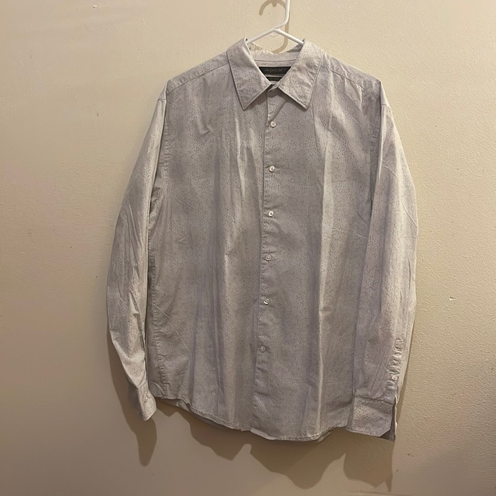 Axist Men’s XL White City Dressing Patterned Dress Shirt.